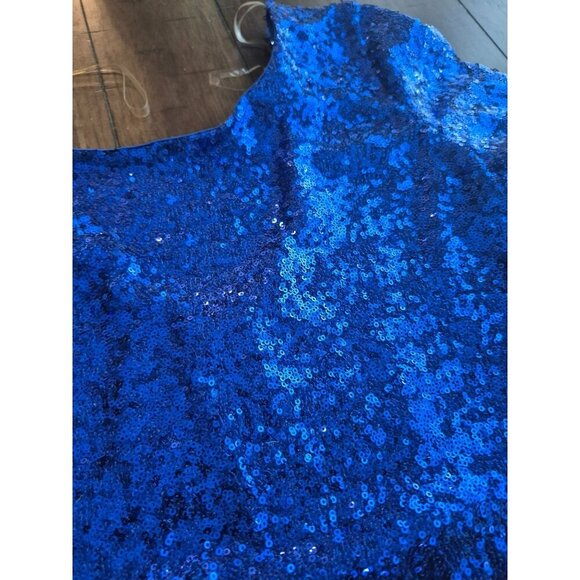 Crystal Doll Sparkly Blue Sequin Mini Dress size L - Picture 6 of 6